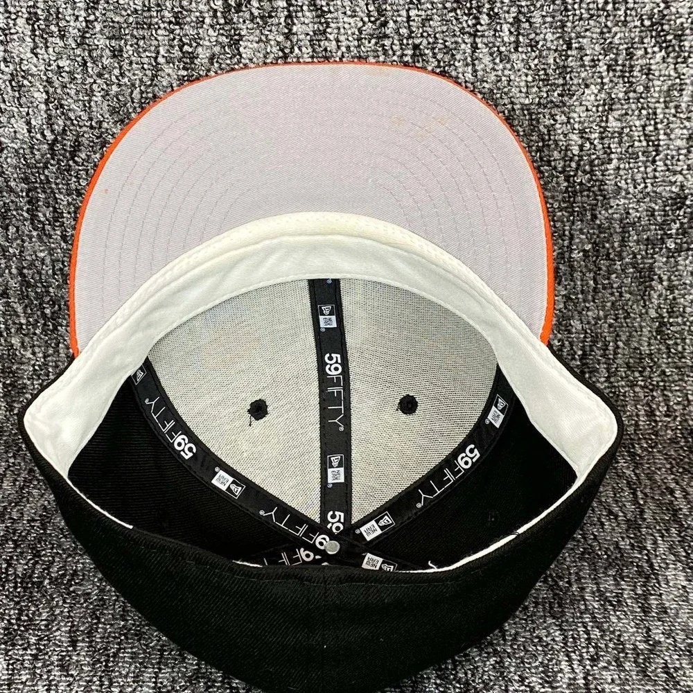 New Era 59FIFTY Fitted Hat Mens 7 1/4 Black‎ Orange Baltimore Orioles B Logo Cap
